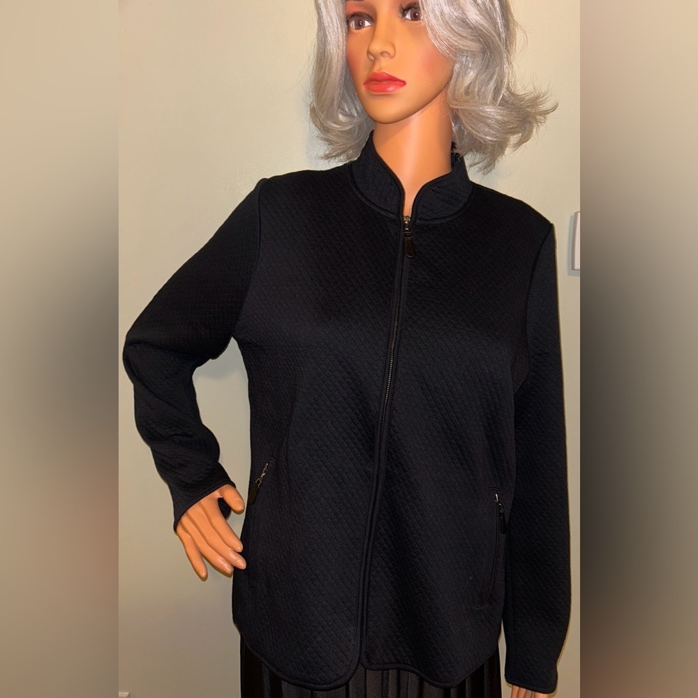 Talbots Black Women's Zip-Up Bomber Jacket